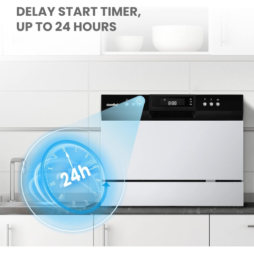 COMFEE’ Countertop Dishwasher, Energy Star Portable Dishwasher, 6 Place Settings, Mini Dishwasher with 8 Washing Programs