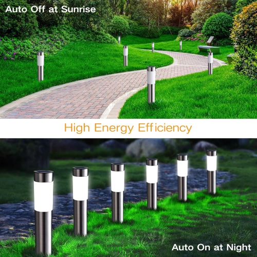 4 Pack Solar Pathway Lights Outdoor, Modern Design Size Waterproof Solar Landscape Lighting, Bright Solar Garden Lights for Patio Lawn Yard Walkway