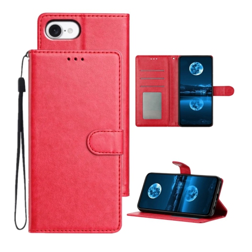 Image 1 de 6.. [CS] Étui portefeuille folio en cuir à rabat avec fente magnétique pour carte pour iPhone 16e, rouge