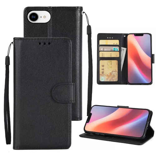 Image 1 de 6.. [CS] Étui portefeuille en cuir à rabat avec fente magnétique pour carte pour iPhone 16e, noir