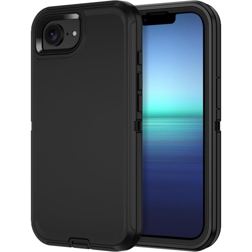 Image 1 de 4.. [CS] Étui rigide robuste et antichoc Triple 3 couches Defender pour iPhone 16e, noir