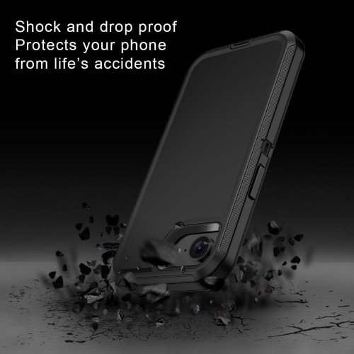 [CS] Étui rigide robuste et antichoc Triple 3 couches Defender pour iPhone 16e, noir