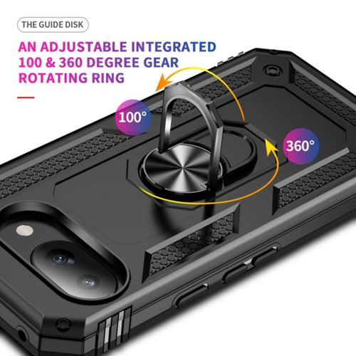 [CS] Étui rigide magnétique hybride anti-chute avec support à anneau pour Google Pixel 9&nbsp;A, rose doré