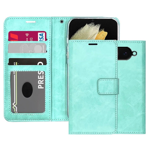 [CS] Étui portefeuille folio en cuir avec fente magnétique pour carte pour Google Pixel 9&nbsp;A, sarcelle