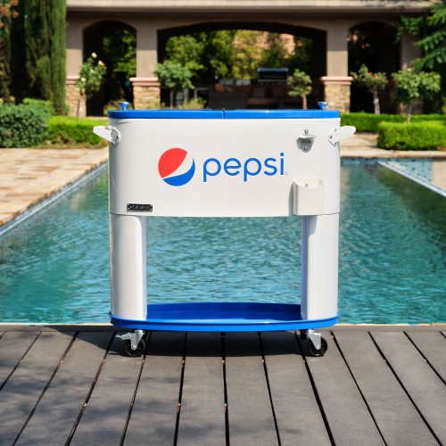 Permasteel -- 80QT Oval PEPSI Patio Cooler - WHITE