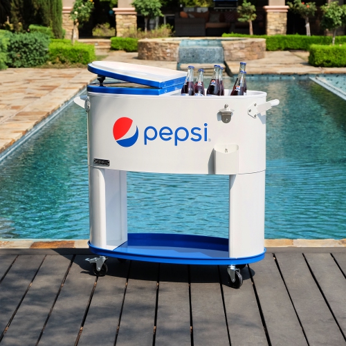 Permasteel -- 80QT Oval PEPSI Patio Cooler - WHITE