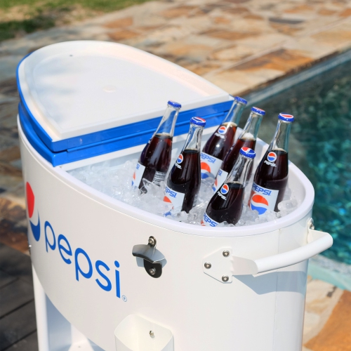 Permasteel -- 80QT Oval PEPSI Patio Cooler - WHITE