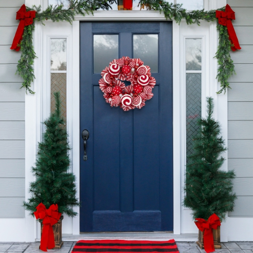 Peppermint and Berries Christmas Wreath - 20" - Unlit