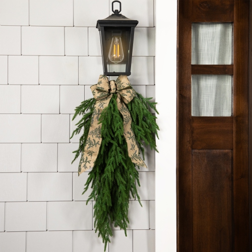 Norfolk Pine Artificial Christmas Teardrop Swag - 28"