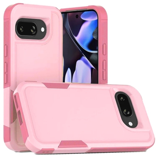[CS] Dual Layers Heavy Duty Rubber Armor Bumper Hard Case Cover for Google Pixel 9A, Light Pink