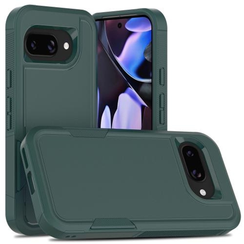 [CS] Étui rigide double couche robuste en caoutchouc avec pare-chocs pour Google Pixel 9&nbsp;A, vert minuit