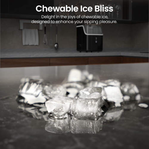 Kismile Nugget Ice Makers Countertop, 35lbs/Day, Ice Maker Machine with Self-Cleaning, Sonic Ice Makers Countertop for Home & Kitchen - Stainless