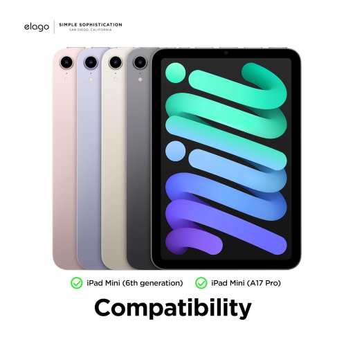 Étui Elago pour iPad mini A17 Pro, 6ᵉ Generation - Étui pour iPad avec fixation magnétique aux matériaux en métal, compatible avec l'iPad Pencil