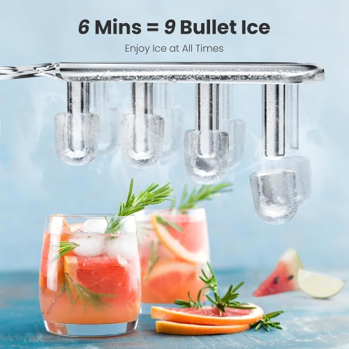 Kismile Ice Makers Countertop, 26Lbs/24H,9 Bullet Ice Ready in 7 Mins, Self-Cleaning Ice Maker with Ice Scoop and Basket for Home Office Kitchen -
