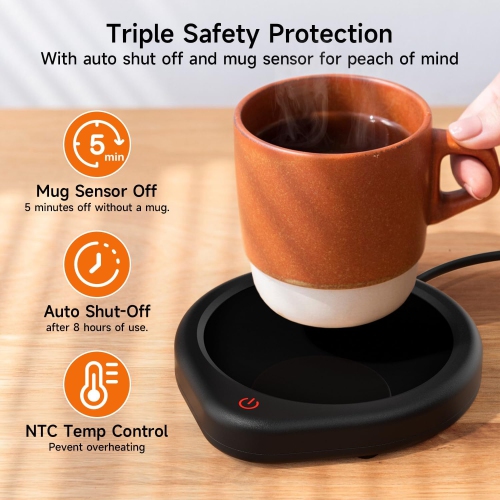 Oracer Coffee Mug Warmer with Auto Shut Off, Electric Beverage Heating Plate for Desk - Black