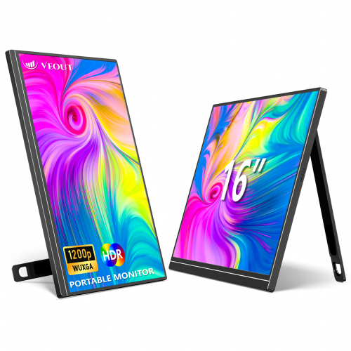 Zachvo 16" Portable Monitor, 1920 * 1200P IPS Laptop Screen with USB-C, HDMI Gaming Monitor Featuring a Kickstand, 0.3" Ultra-Slim for Travel and