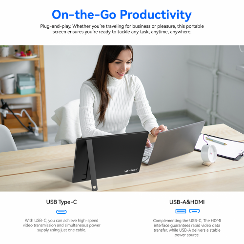 Zachvo 16" Portable Monitor, 1920 * 1200P IPS Laptop Screen with USB-C, HDMI Gaming Monitor Featuring a Kickstand, 0.3" Ultra-Slim for Travel and