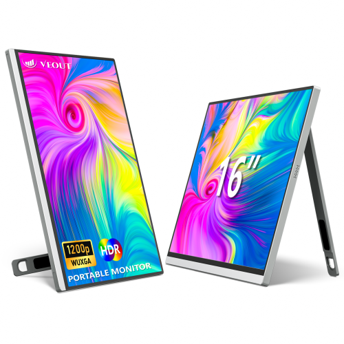 Zachvo 16 Inch Portable Monitor for Laptop, 1920x1200P FHD IPS 16:10 External Screen, 100% sRGB Aluminum Stand, USB-C/Mini HDMI, Compatible with PC,