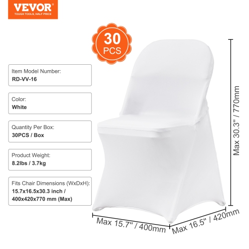 VEVOR Stretch Spandex Folding Chair Covers, Universal Fitted Chair Cover, Removable Washable Protective Slipcovers, for Wedding, Holiday, Banquet,