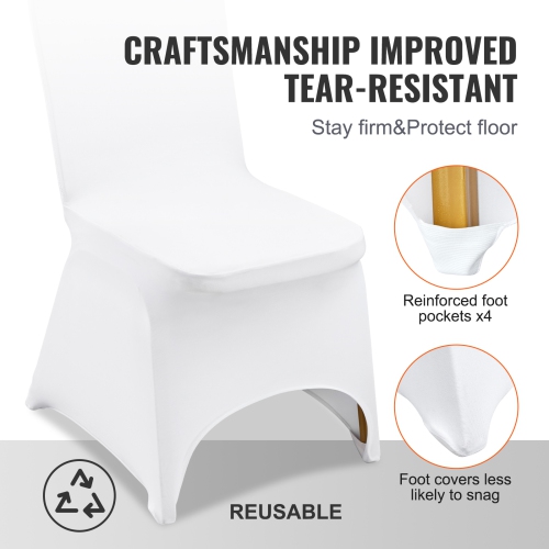 VEVOR Stretch Spandex Folding Chair Covers, Universal Fitted Arched Front Cover, Removable Washable Protective Slipcovers, for Wedding, Banquet,