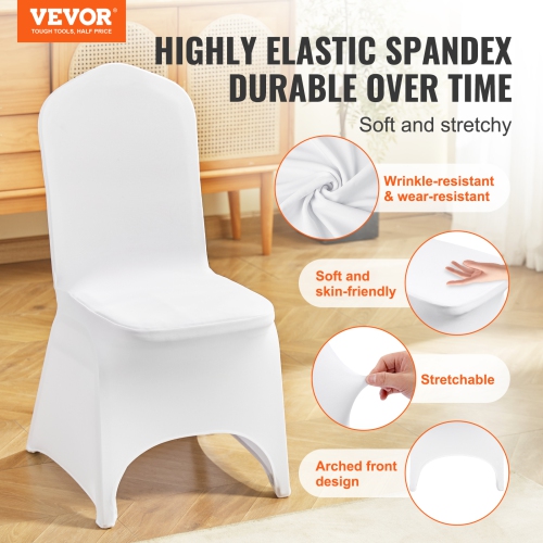 VEVOR Stretch Spandex Folding Chair Covers, Universal Fitted Arched Front Cover, Removable Washable Protective Slipcovers, for Wedding, Banquet,