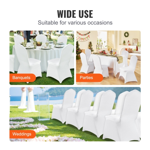 VEVOR Stretch Spandex Folding Chair Covers, Universal Fitted Arched Front Cover, Removable Washable Protective Slipcovers, for Wedding, Banquet,