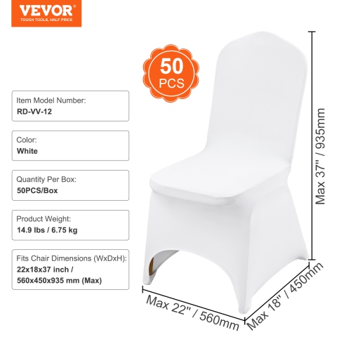 VEVOR Stretch Spandex Folding Chair Covers, Universal Fitted Arched Front Cover, Removable Washable Protective Slipcovers, for Wedding, Banquet,