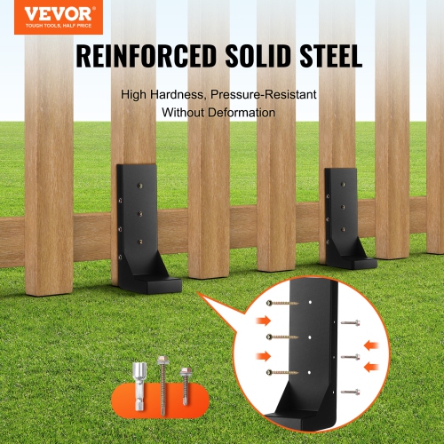 VEVOR Fence Post Anchor Repair Kit, 4 Pack Inner Diameter 3.5 x3.5 Inches Heavy Duty Steel Fence Post Support Stakes, Anchor Ground Spike for Repair