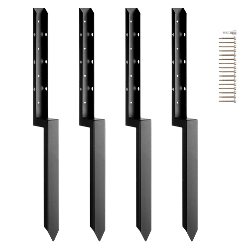 VEVOR Fence Post Anchor Repair Kit, 4 Pack Inner Diameter 2 x2 Inches Heavy Duty Steel Fence Post Support Stakes, Anchor Ground Spike for Repair