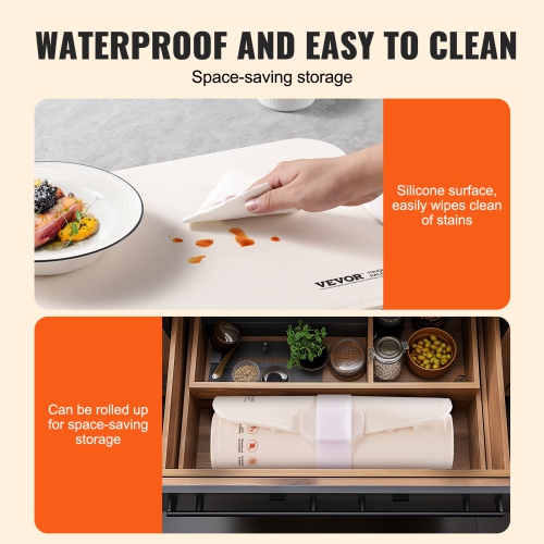VEVOR Electric Warming Tray, Food Warming Mat, Rollable & Portable Silicone Food Warmer with 4 Adjustable Temperature Settings, Auto Shut-Off & Child