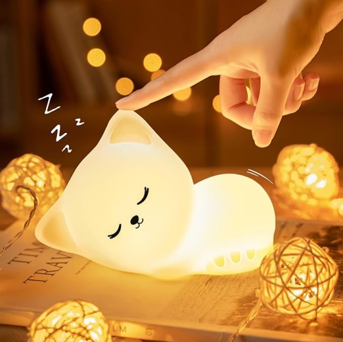 YOULIGHTS  Kids' Night Light Lamp - Dimmable Cat Lamp, Silicone Rechargeable Baby Night Lights for Nursery, Kids Room And Bedroom Decor - Cat Decor