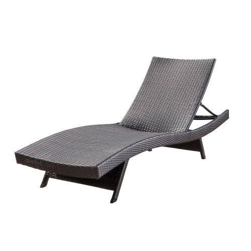 YOULIGHTS Outdoor Rattan Adjustable Lounge Chair, Polyester Rattan Chair with Waterproof Cushion for Porch, Backyard and Patio