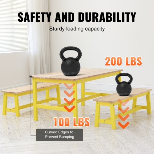 Ensemble avec table et banc pour enfants VEVOR, ensemble de 3 tables et chaises pour tout-petits, table d'activités en bois pour l'art, le bricolage,