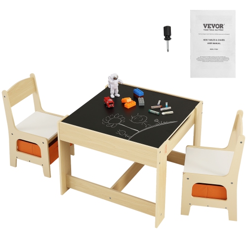 Ensemble avec table et chaises pour enfants VEVOR, table d'activités en bois avec espace de rangement et boîtes, table de jeu pour enfants pour les