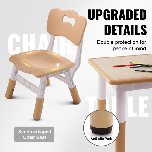 VEVOR Kids Table and 4 Chairs Set, Height Adjustable Toddler Table and Chair Set, Graffiti Desktop, Children Multi-Activity Table for Art, Craft,