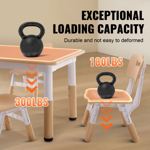VEVOR Kids Table and 4 Chairs Set, Height Adjustable Toddler Table and Chair Set, Graffiti Desktop, Children Multi-Activity Table for Art, Craft,