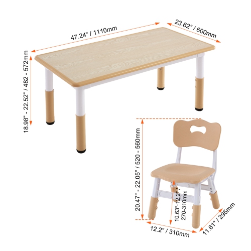VEVOR Kids Table and 4 Chairs Set, Height Adjustable Toddler Table and Chair Set, Graffiti Desktop, Children Multi-Activity Table for Art, Craft,