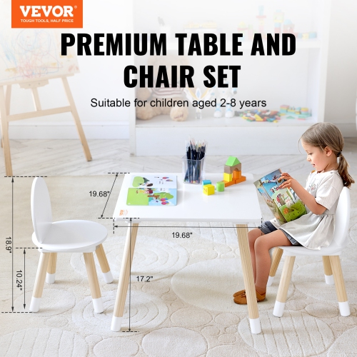 Ensemble avec table et 2 chaises pour enfants VEVOR, ensemble table et chaises pour tout-petits, table multi-activités pour enfants pour l'art,