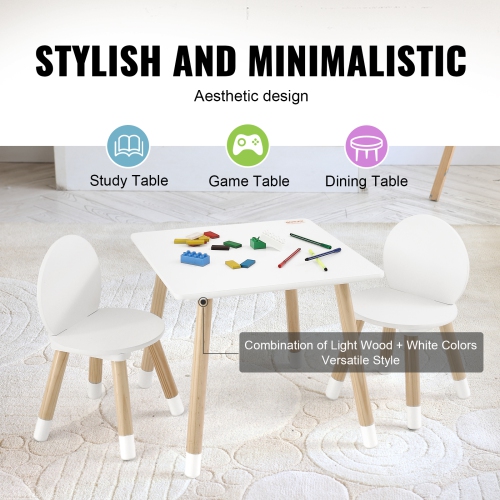 Ensemble avec table et 2 chaises pour enfants VEVOR, ensemble table et chaises pour tout-petits, table multi-activités pour enfants pour l'art,