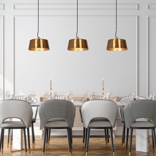 Tambour en laiton doré doré Uolfin Tambour Tambour moderne/contemporain Moyenne lampe suspendue pour îlot de cuisine