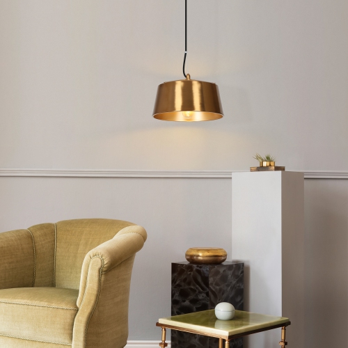 Tambour en laiton doré doré Uolfin Tambour Tambour moderne/contemporain Moyenne lampe suspendue pour îlot de cuisine