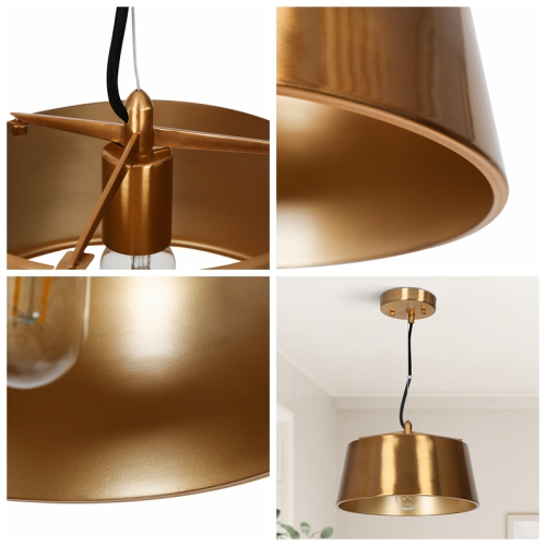 Tambour en laiton doré doré Uolfin Tambour Tambour moderne/contemporain Moyenne lampe suspendue pour îlot de cuisine
