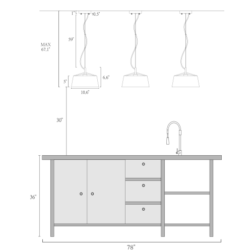 Tambour en laiton doré doré Uolfin Tambour Tambour moderne/contemporain Moyenne lampe suspendue pour îlot de cuisine