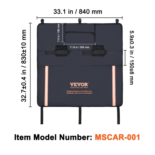 VEVOR 33" Tailgate Bike Pad, Truck Tailgate Pad Carry 2 Bikes, Tailgate Protection Pad with Reflective Strips and Tool Pocket, Universal Tailgate Pad