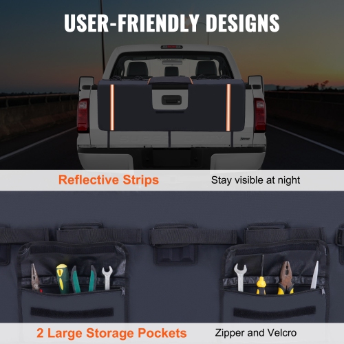 VEVOR 62" Tailgate Bike Pad, Truck Tailgate Pad Carry 6 Mountain Bikes, Upgraded Grooves Tailgate Protection Pad with Reflective Strips, with Camera