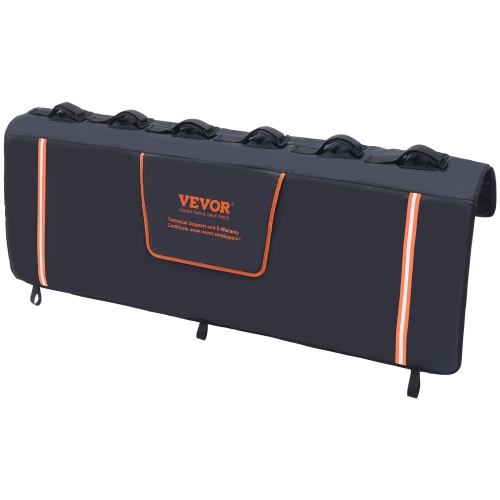 VEVOR 62" Tailgate Bike Pad, Truck Tailgate Pad Carry 6 Mountain Bikes, Upgraded Grooves Tailgate Protection Pad with Reflective Strips, with Camera