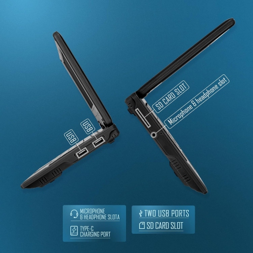 Portable 7'' Laptop Computer Quad Core Powered by Android 12.0, Netbook Computer with WiFi, Webcam and Bluetooth, Mini Laptop with Bag, Mouse, and