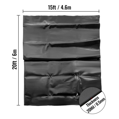 VEVOR 15x20 ft LLDPE Pond Liner, Pond Liner 20 Mil, Fish Pond Liners for Waterfall, Pond and Fish Pond