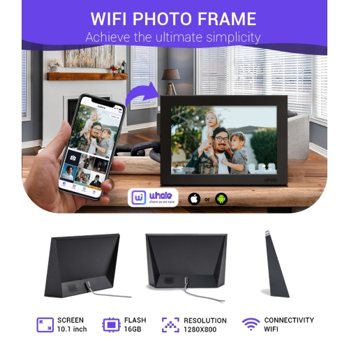 10.1 Inch Digital Picture Frame, WiFi with Uhale APP, 16 GB Automatic Image Rotation, 16:10 IPS Display 1200 x 800, Touch Screen Frame