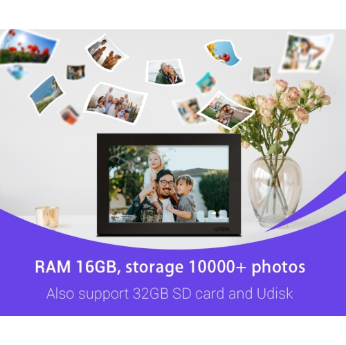 10.1 Inch Digital Picture Frame, WiFi with Uhale APP, 16 GB Automatic Image Rotation, 16:10 IPS Display 1200 x 800, Touch Screen Frame